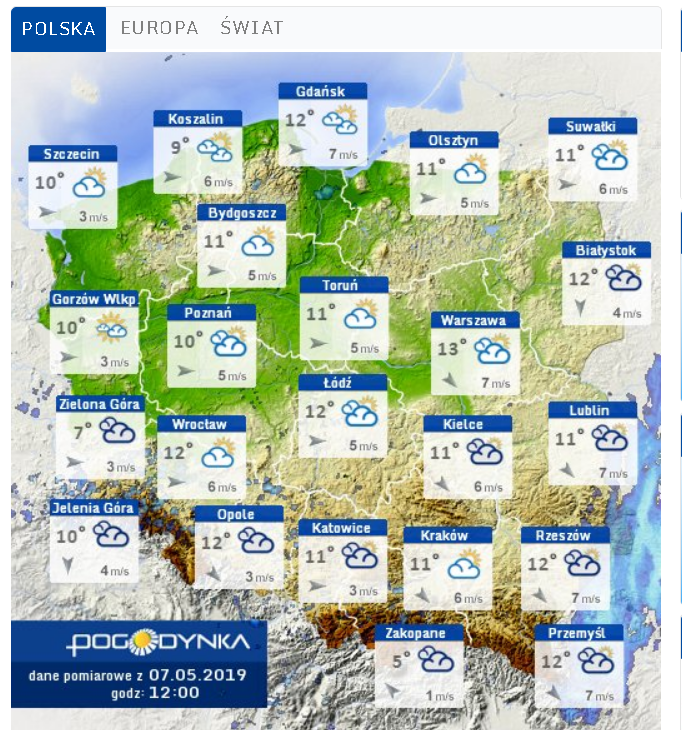 Ostrzeżenie Meteo dla  Powiatu Myślenickiego 07.05.2019