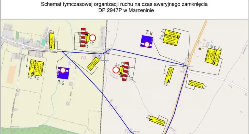 Uwaga! Dziś awaryjnie zamknięty przejazd kolejowy w Marzeninie 