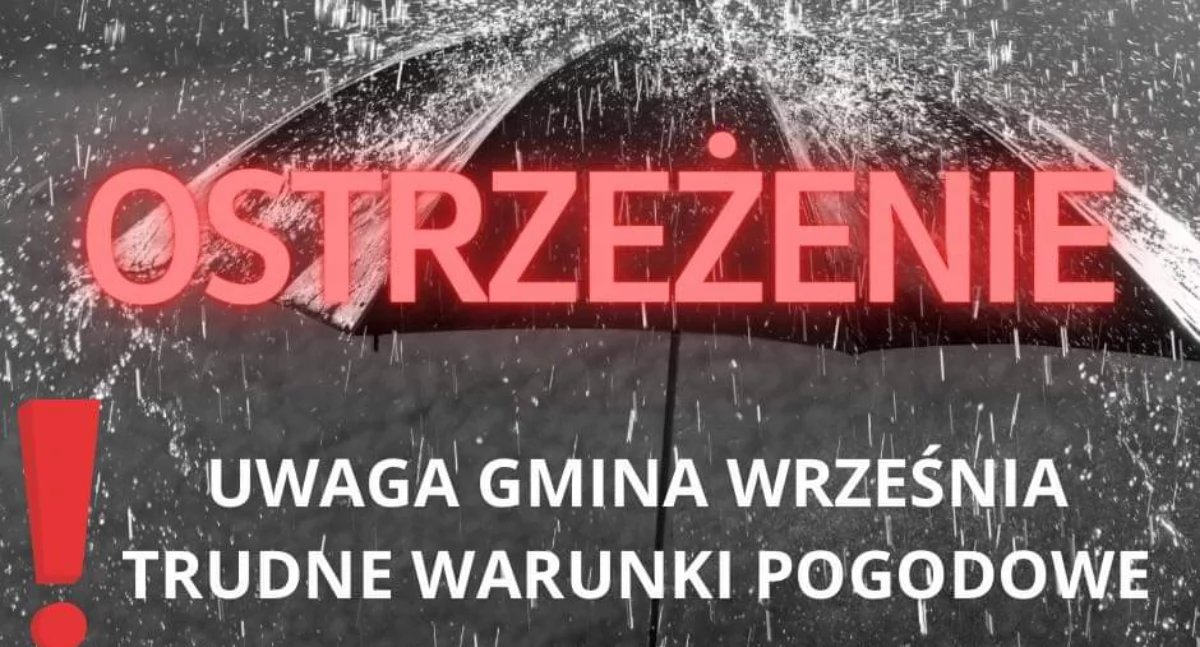 Uwaga! Powiat wrzesiński ma drugi stopień zagrożenia. Trudne warunki pogodowe 