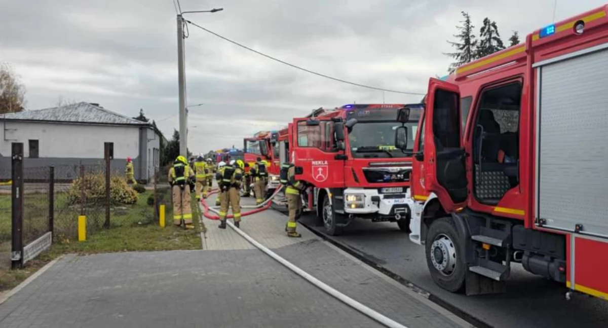 Pożar garażu w Pyzdrach. Kilka zastępów straży w akcji (zdjęcia) 