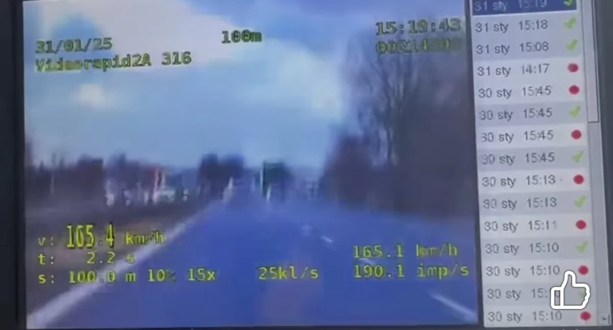 Kolejny pirat drogowy zatrzymany ! Pędził 165 km/h na krajowej 92 