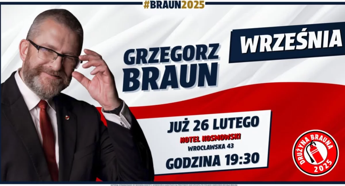 Trwa kampania prezydencka. Grzegorz Braun odwiedzi Wrześnię 
