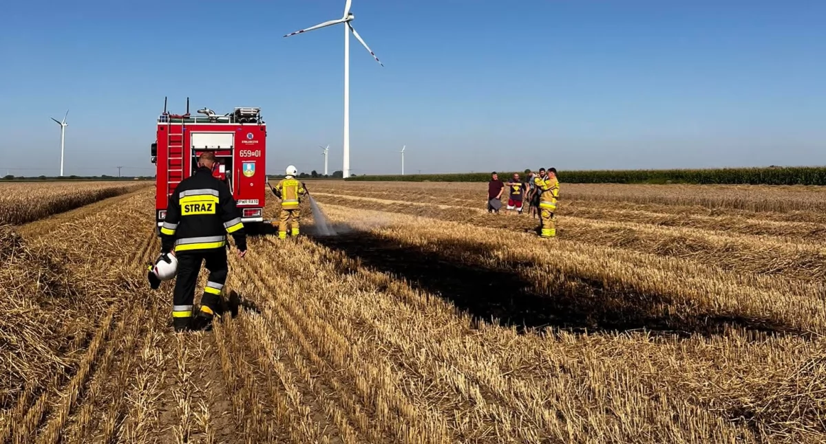 Pożar ścierniska i słomy. Cztery zastępy straży pożarnej w akcji (zdjęcia) 