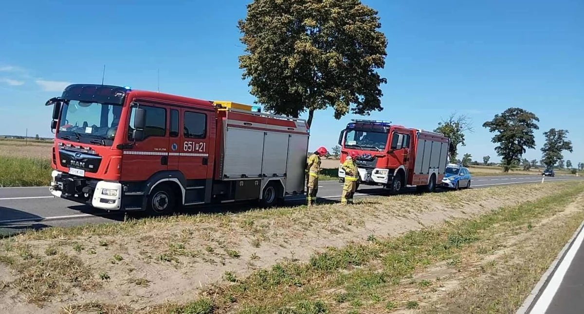 Akcja służb na krajowej 15. Dachowanie osobówki (zdjęcia) 
