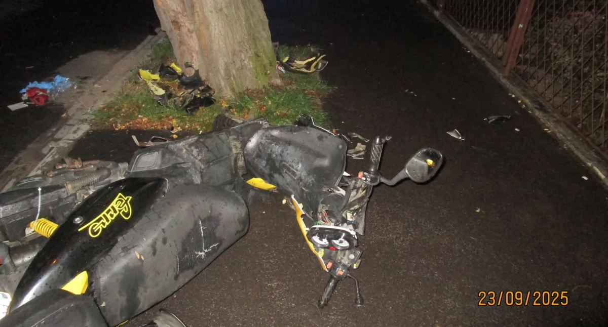 Uderzył w drzewo motorowerem 