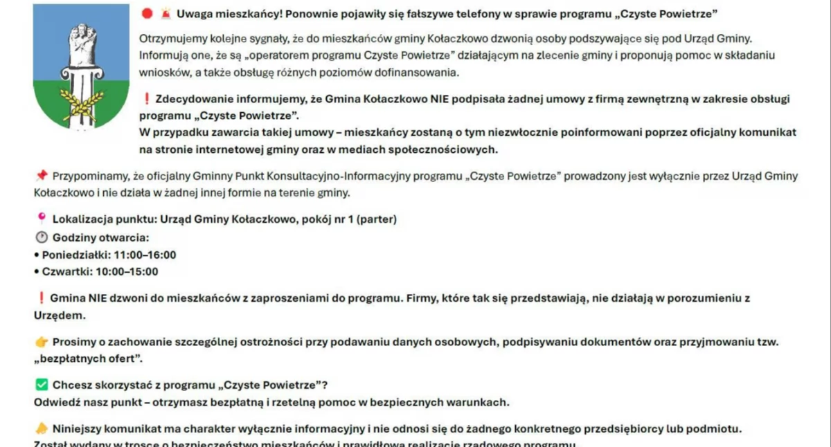 Gmina Kołaczkowo apeluje do mieszkańców o ostrożność