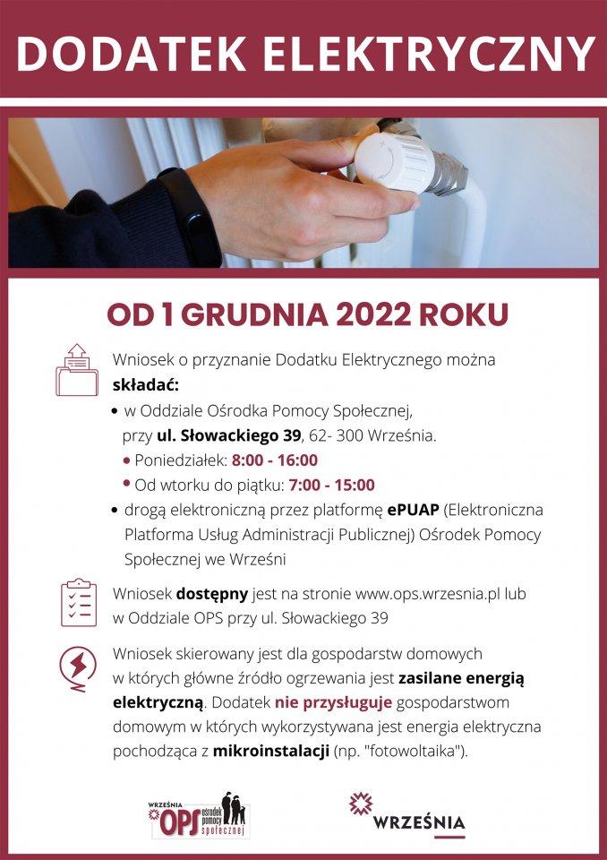 Wniosek o dodatek elektryczny od 1 grudnia