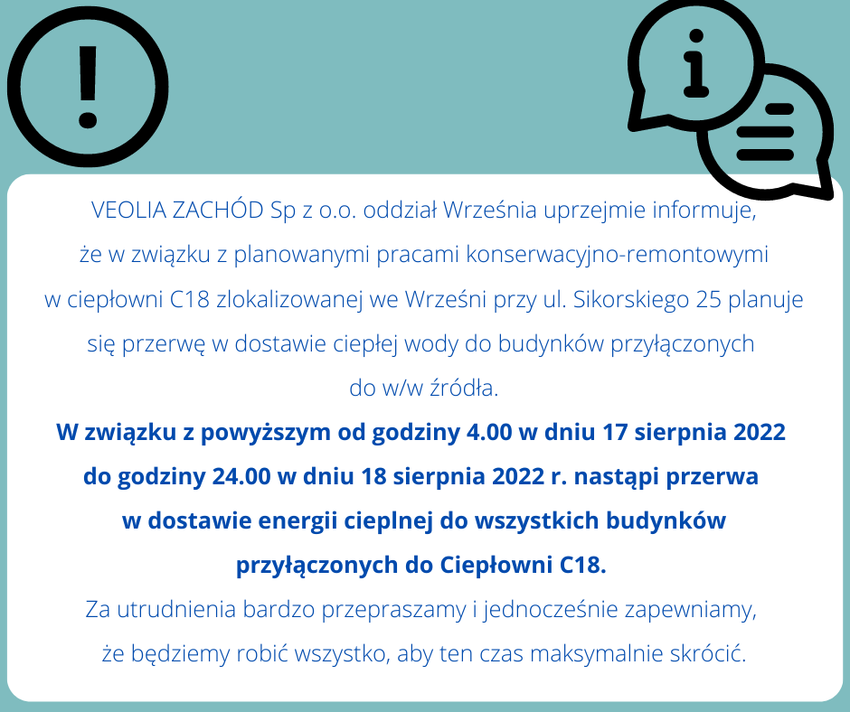 Planowana przerwa w dostawie ciepłej wody