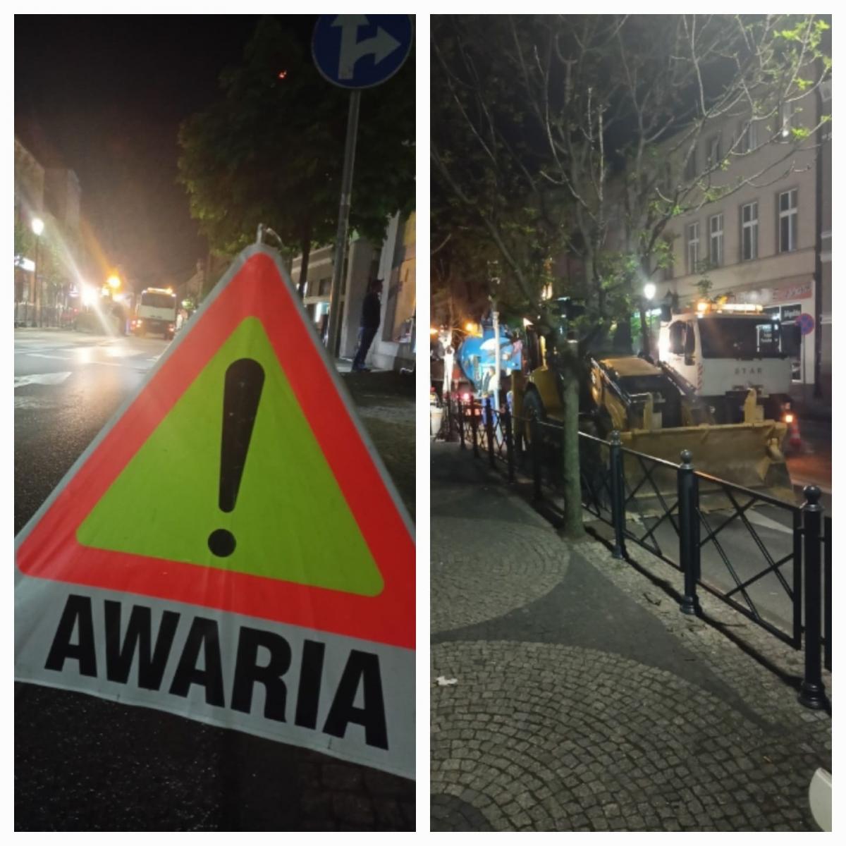 Wieczorna awaria wodociągowa w centrum Wrześni