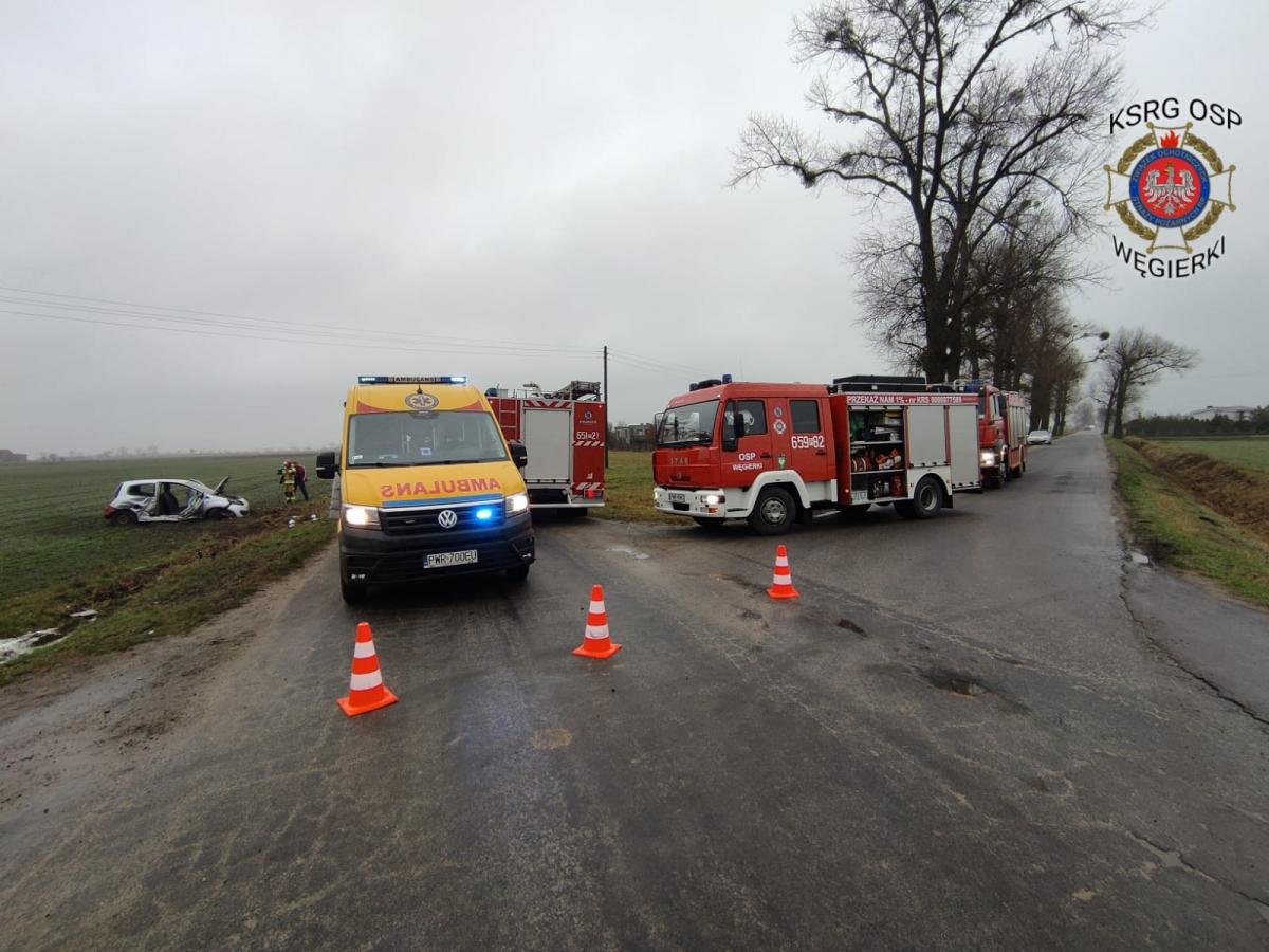 Wypadek dwóch osobówek w Węgierkach