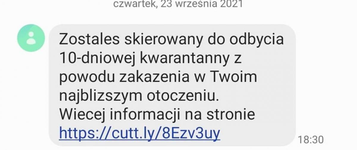 PILNE! Fałszywe smsy dotyczące kwarantanny