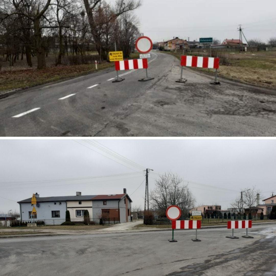 Uwaga! Zamknięta droga w kierunku Środy Wlkp.