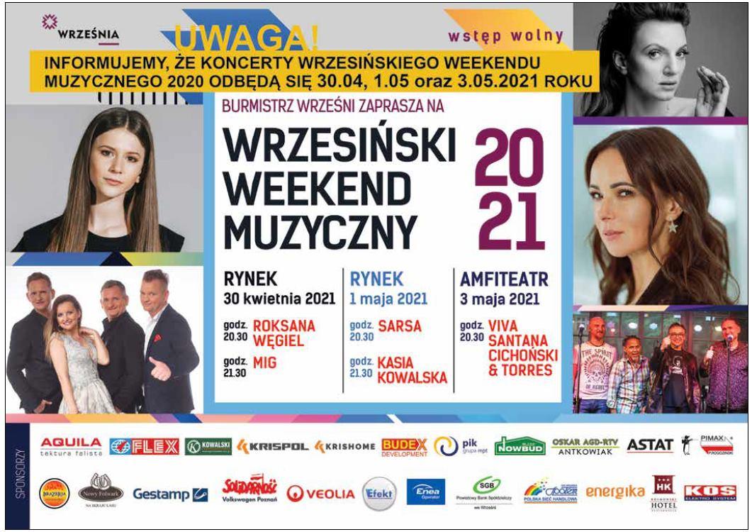 Wiemy, kiedy odbędą się majowe koncerty we Wrześni!