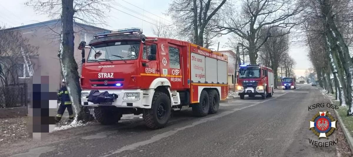 Pożar sadzy w kominie w Grzybowie