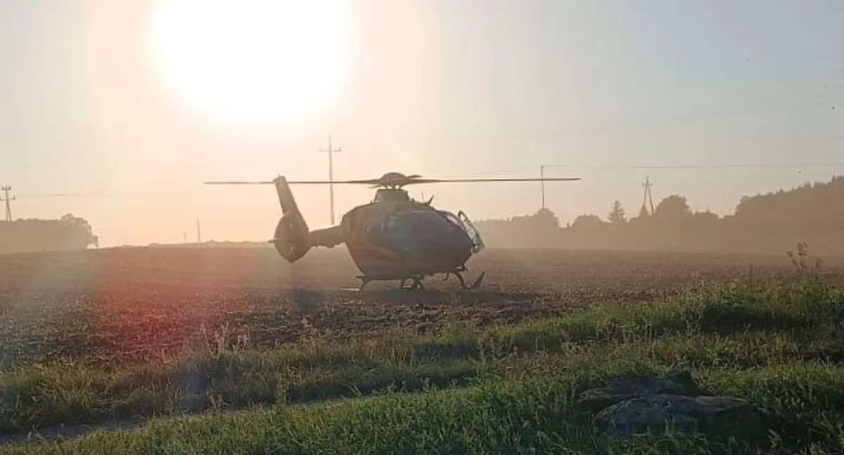 Wypadek w Śmieszkowie. 14-latek zabrany przez śmigłowiec LPR