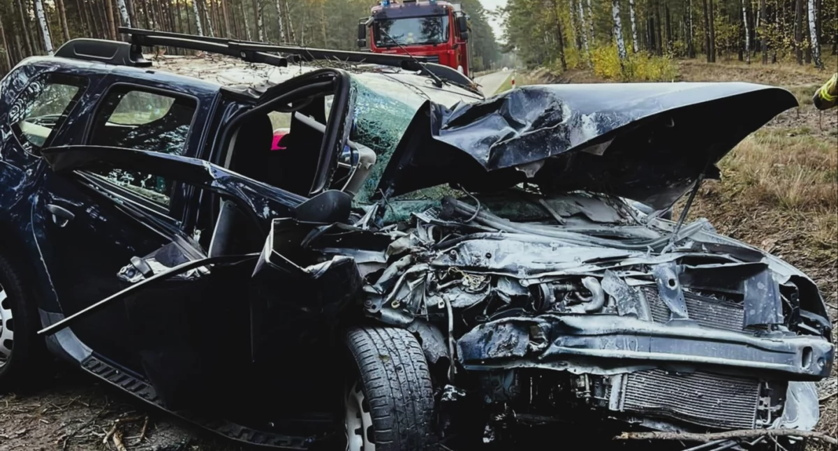 Wypadek na DW181. Kobieta uderzyła w drzewo