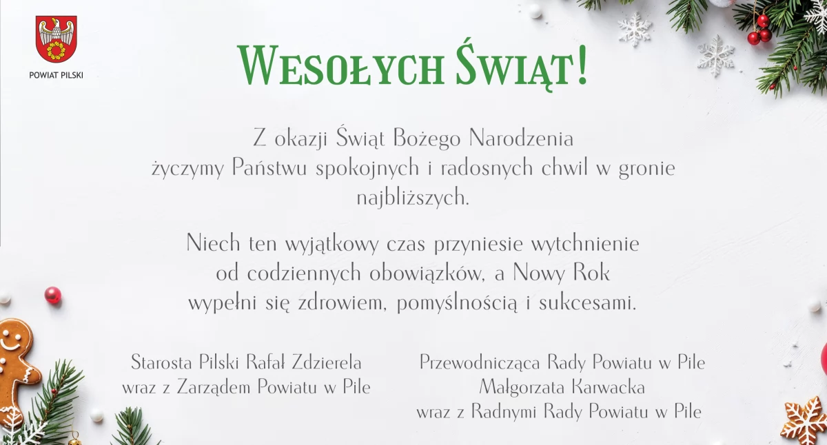 Świąteczne życzenia od władz Powiatu Pilskiego
