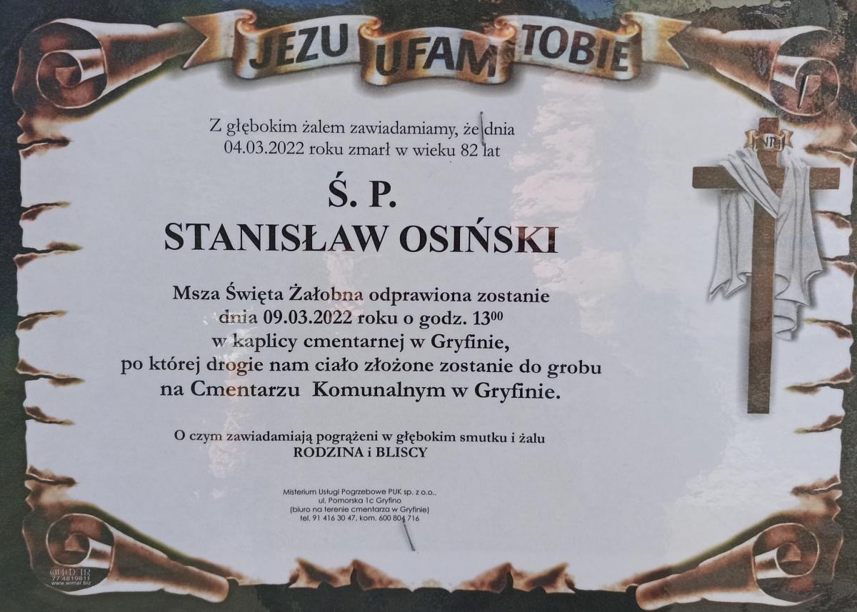 Zmarł Stanisław Osiński. Miał 82 lata
