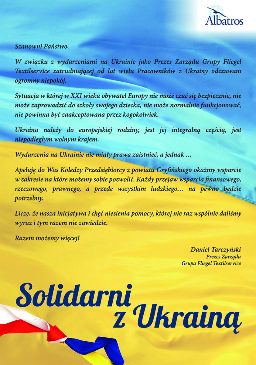 Fliegel solidarny z Ukrainą. Prezes apeluje do innych przedsiębiorców
