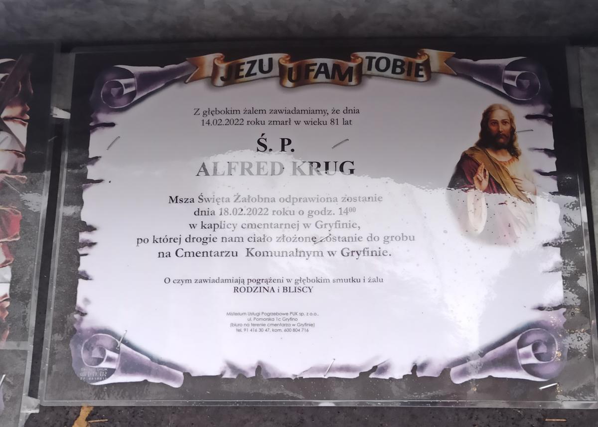 Zmarł Alfred Krug. Miał 81 lat
