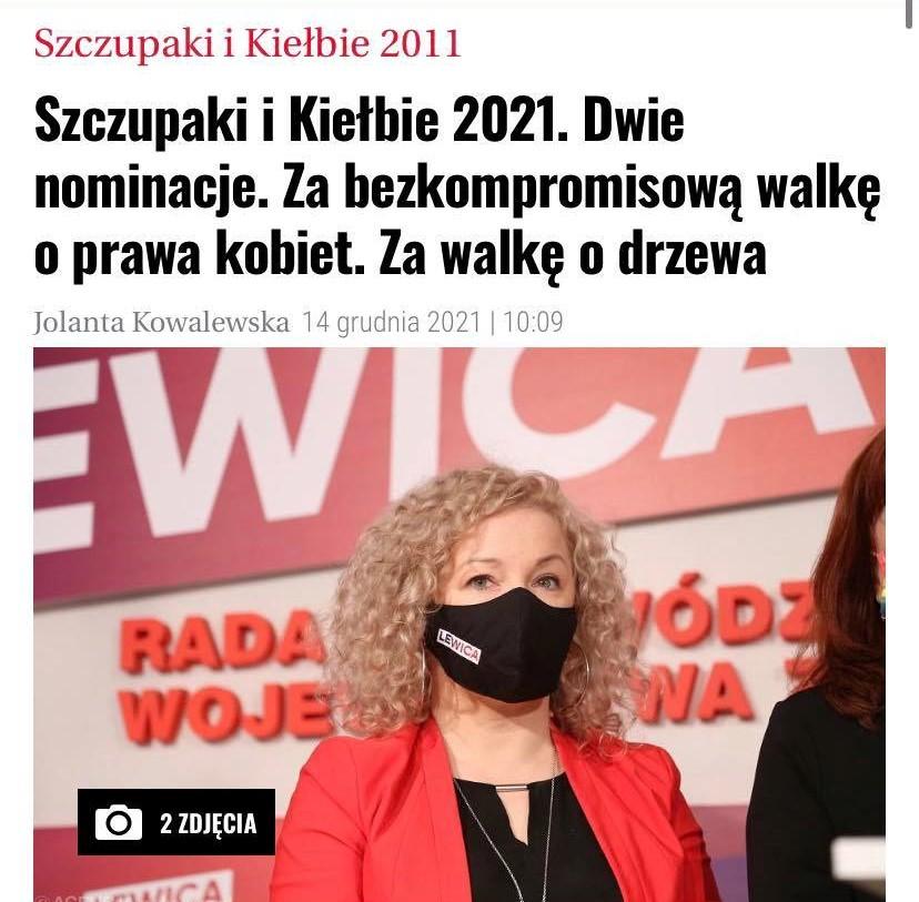 Posłanka Kotula nominowana do nagrody 