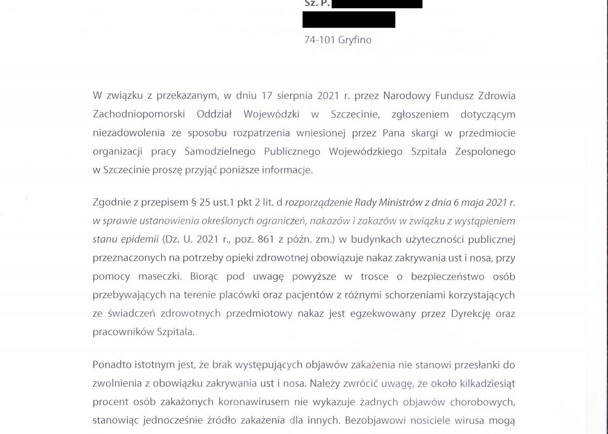 Bez maseczki można odebrać dokumentację medyczną