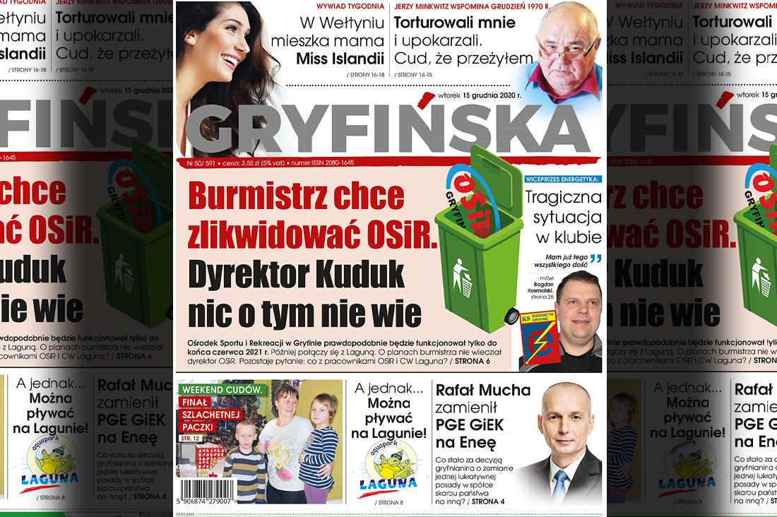 Nowe wydanie Gazety Gryfińskiej: Burmistrz chce zlikwidować OSiR. Dyrektor Kuduk nic o tym nie wie