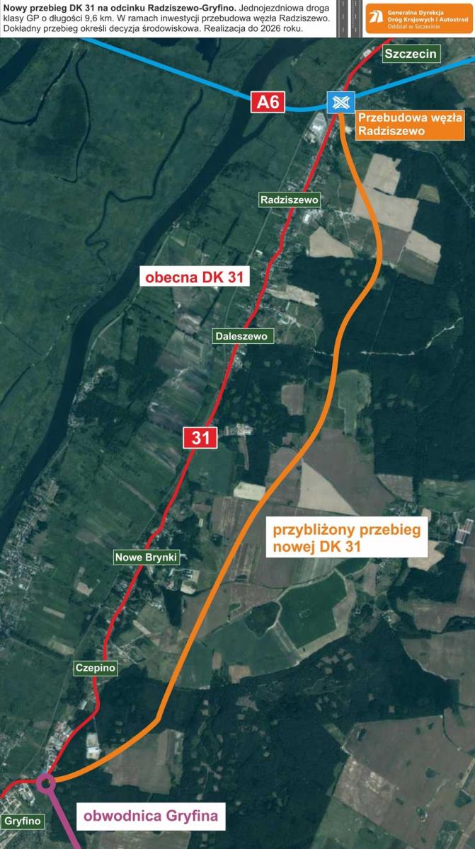 Jest przetarg na dokumentację dla DK31 Radziszewo-Gryfino