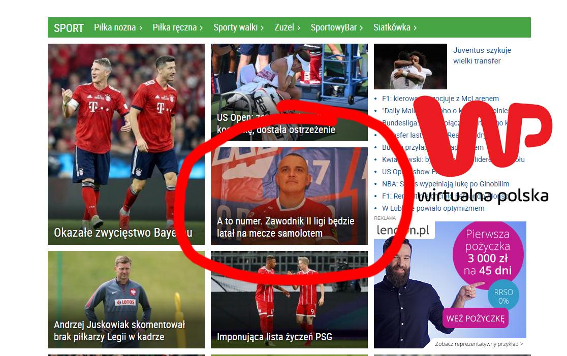 O KPR Gryfino piszą na głównej stronie wp.pl