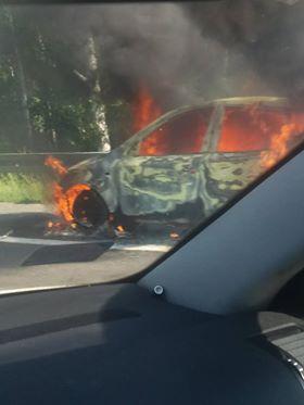 Pożar samochodu na A6