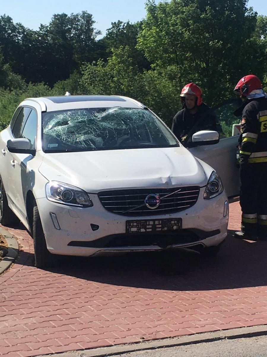 Nietrzeźwa kobieta uszkodziła znak i auto tuż przy Lidlu