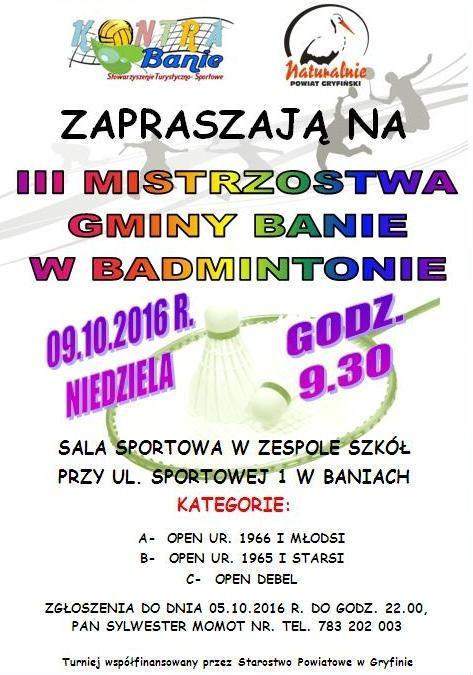 W Baniach zagrają w badmintona