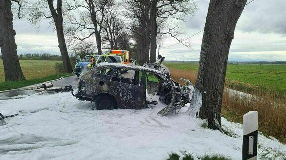 Wypadek Polaków w Gartz. Spłonął samochód