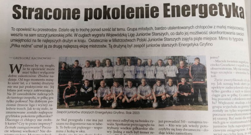 20 lat temu juniorzy Energetyka Gryfino grali o Mistrzostwo Polski