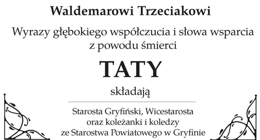 Wyrazy głębokiego współczucia dla Waldemara Trzeciaka