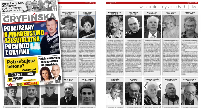W Gazecie Gryfińskiej wspominamy 36 zmarłych, którzy odeszli w ostatnich dwunastu miesiącach
