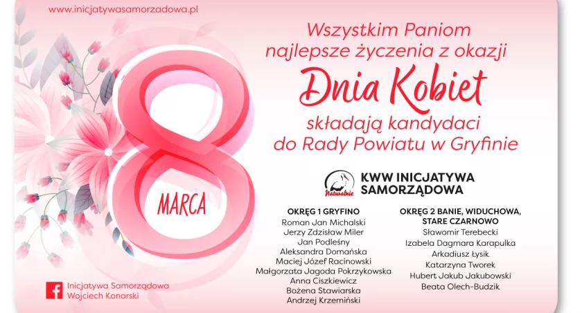 Inicjatywa Samorządowa składa życzenia z okazji Dnia Kobiet