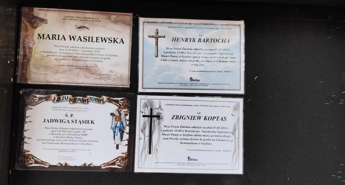 Zmarła 95-letnia gryfinianka i 98-letni mieszkaniec Wełtynia