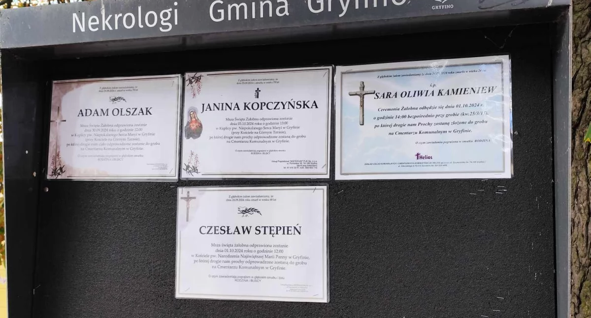 Trzy pogrzeby na początku przyszłego tygodnia. W tym 24-letniej gryfinianki
