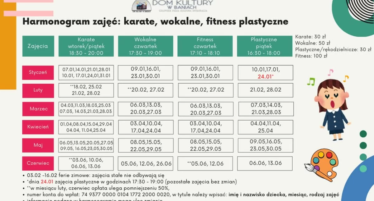 Dom Kultury w Baniach zaprasza na zajęcia 
