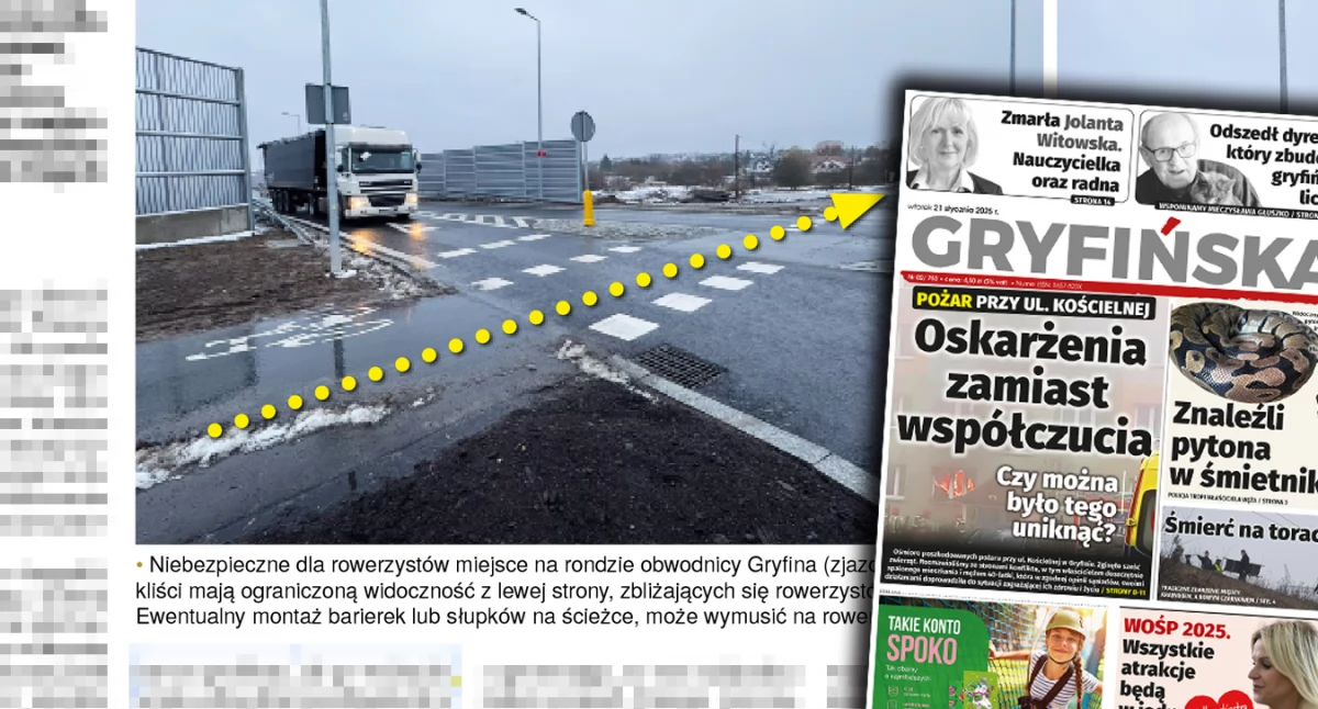 Rowerzyści - uważajcie zbliżając się do obwodnicy Gryfina