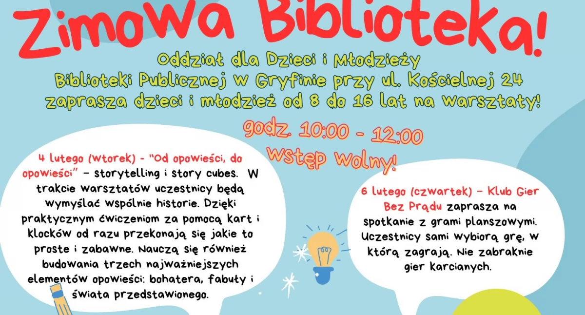 Gryfińska biblioteka zaprasza dzieci w ferie na bezpłatne warsztaty