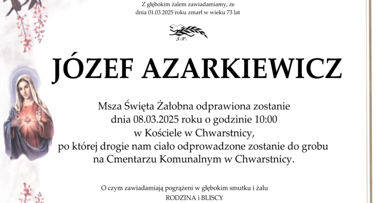 Pogrzeb Józefa Azarkiewicza w sobotę