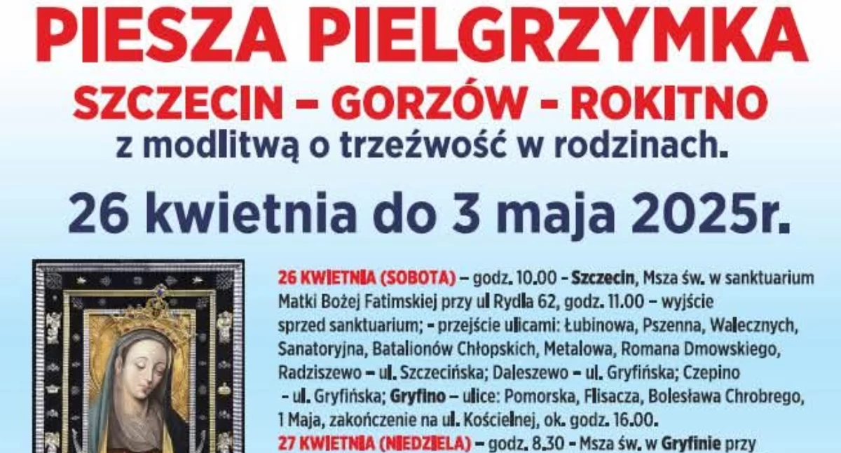 Przez nasz powiat przejdzie Piesza Pielgrzymka