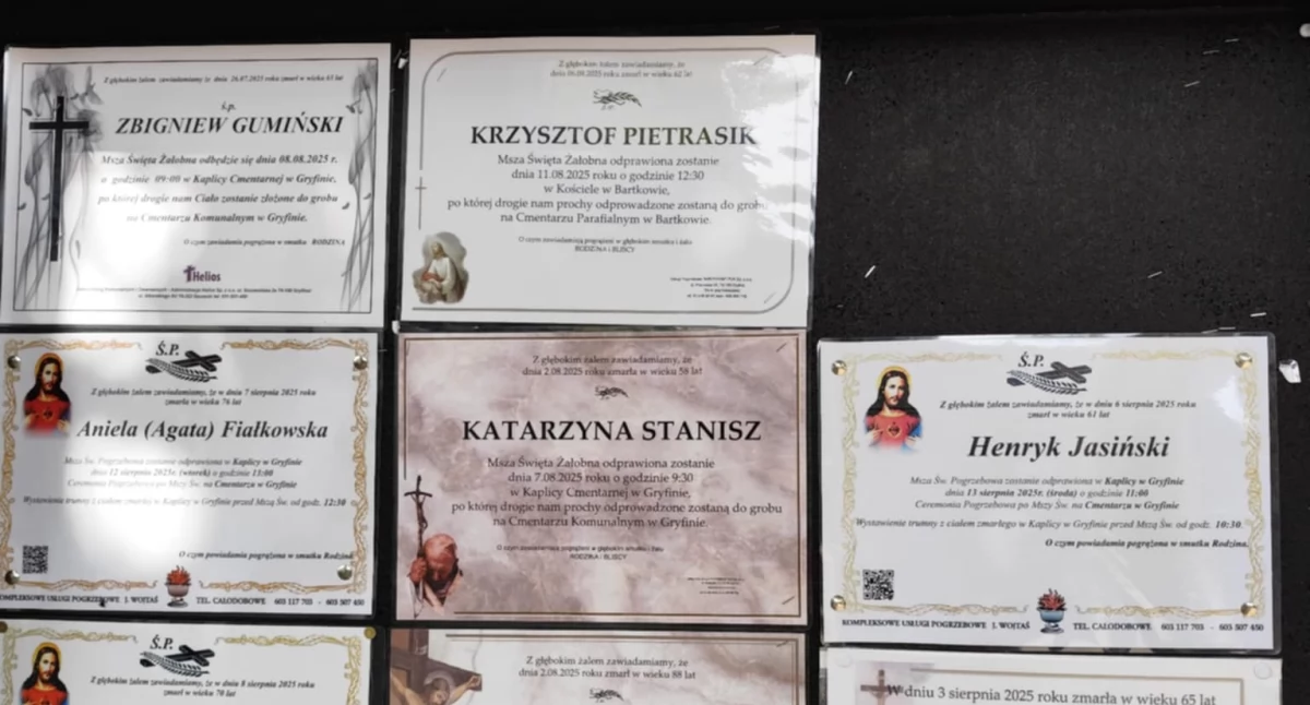 Nekrologi prawie nie mieszczą się na tablicach