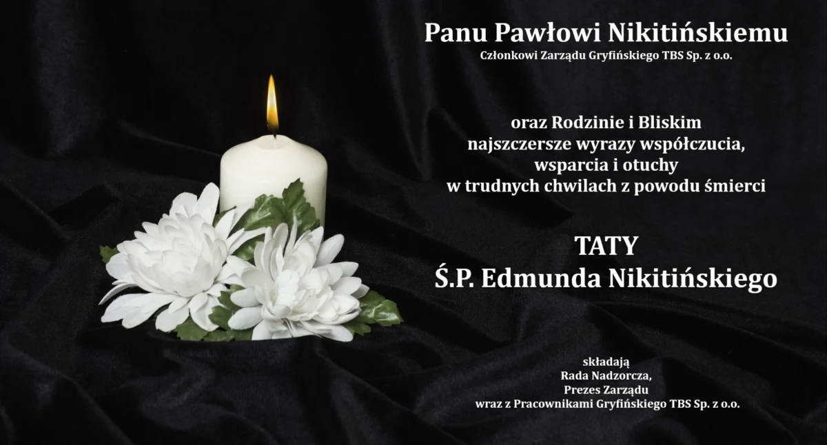 Kondolencje dla Pawła Nikitińskiego
