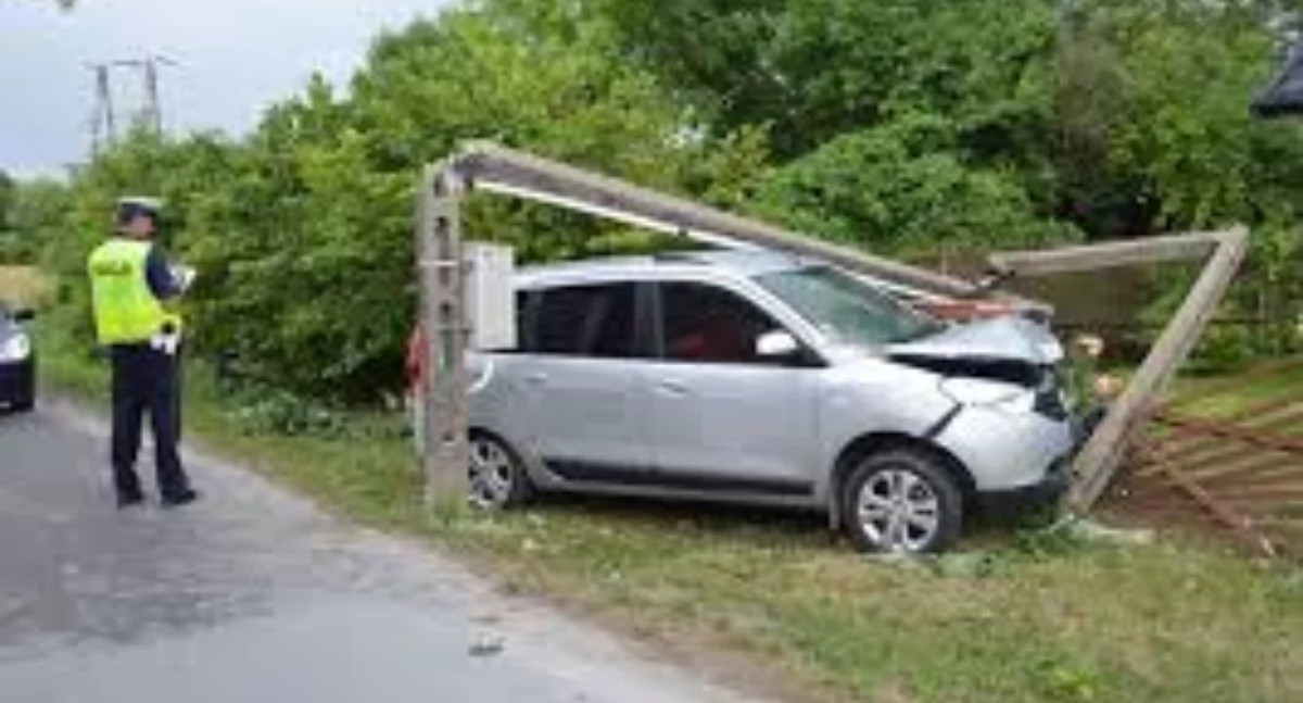 Samochód osobowy uderzył w słup energetyczny, kierowca zbiegł z miejsca zdarzenia