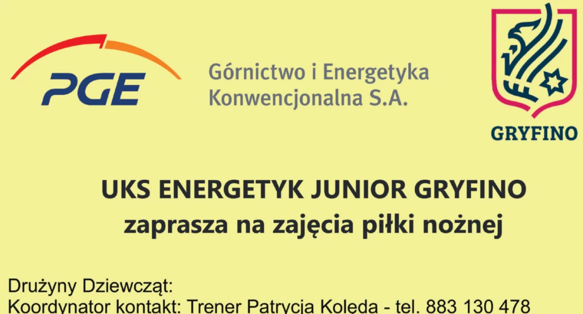 UKS Energetyk Junior Gryfino zaprasza na zajęcia piłki nożnej