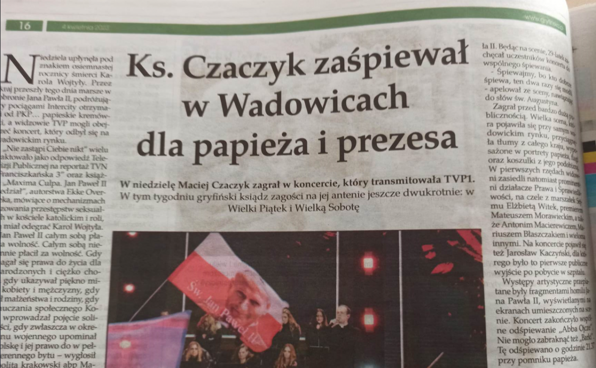 LIST DO REDAKCJI. Gazeta Gryfińska NIE MUSI przepraszać księdza