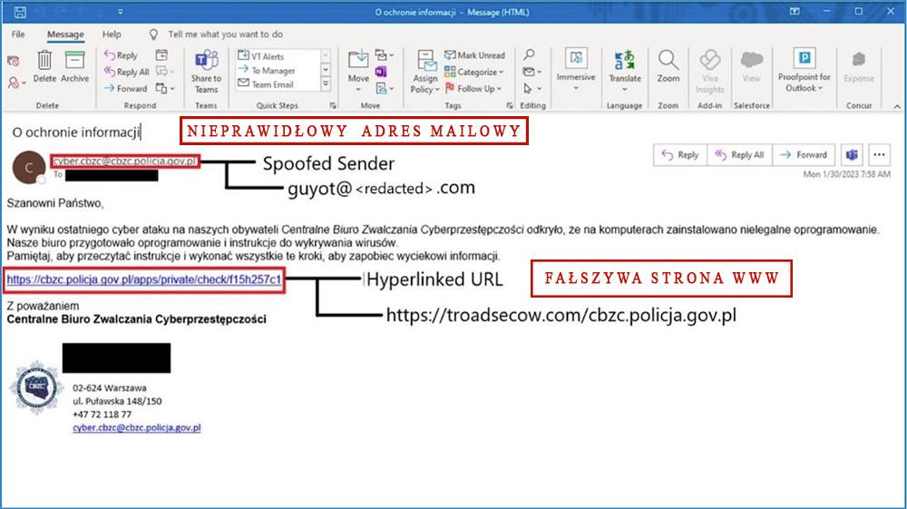 Policja ostrzega przed fałszywymi wiadomościami e-mail